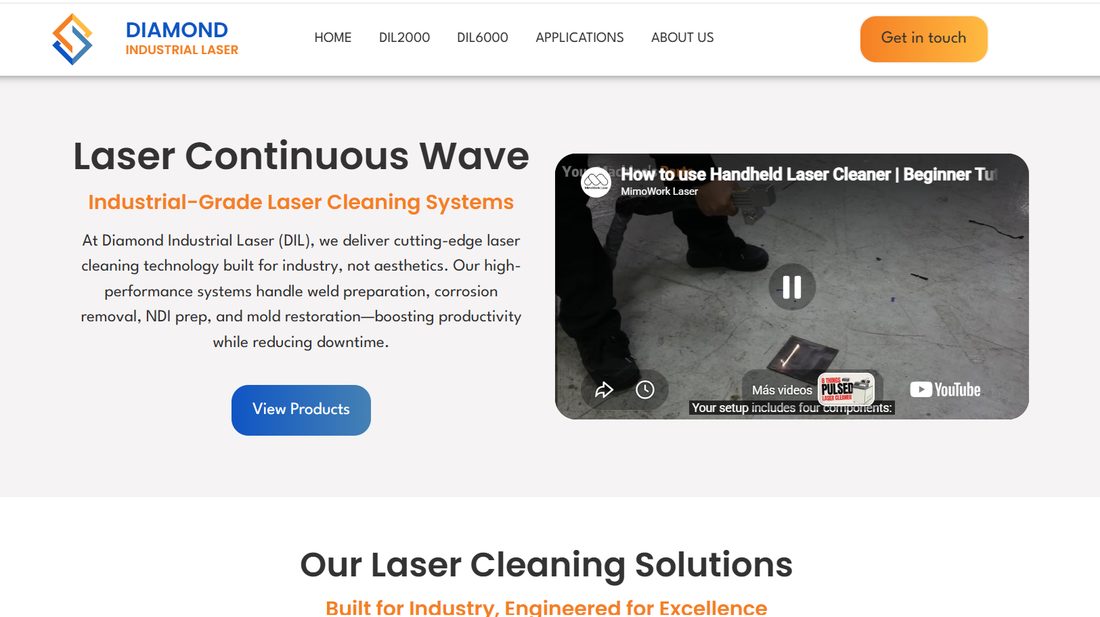 Diamond Industrial Laser website homepage